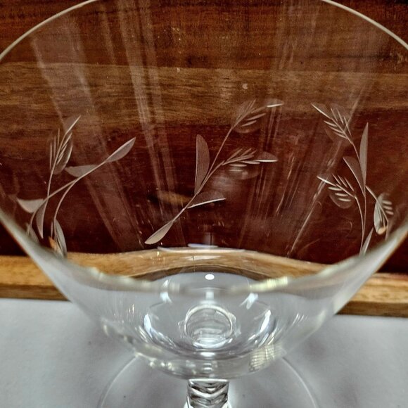 4 Etched Vines Leaves Water Glasses 5.5" ice tea stemware glass fine crystal Ele - Picture 3 of 11